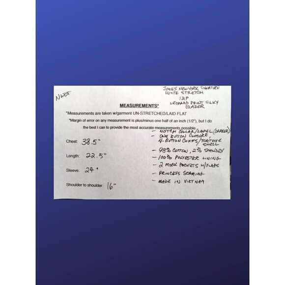 JONES NEW YORK SilkyBlazer Jacket, TAN/BROWN/BLACK Leopard Print, Size 12P, NWOT - Picture 8 of 8